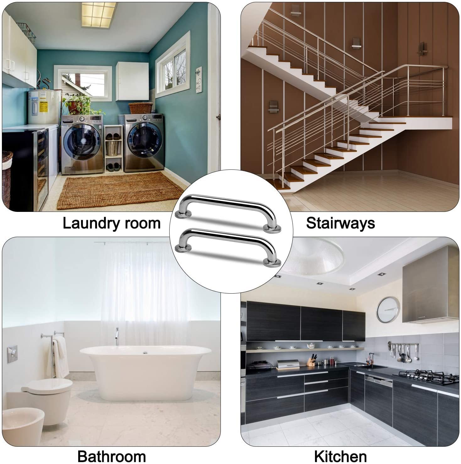 2 Pack Shower Grab Bar, Stainless Steel Bathroom 2 pack 12 inch, Silver 