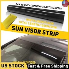 Car Sun Visor Strip Tint Film Windshield UV Shade Banner Accessories-Gloss Black