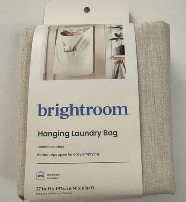 NEW BRIGHTROOM HANGING LAUNDRY BAG 27X19X6 HOOKS INCLUDED