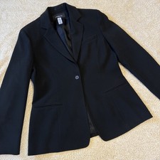 Jones New York Platinum Single-Button Tailored Blazer Jacket Black Size 8
