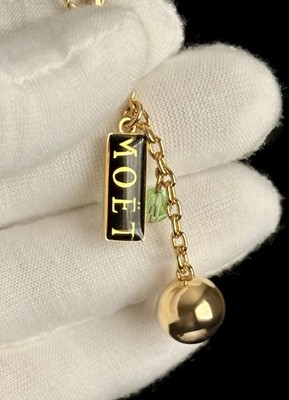 Moët Chandon Imperial Golden Sphere Charm Glass Marker With A Green Crystal Bead