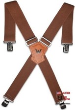 2Inch-Wide Work Suspender, Brown-Elastic Suspenders for Pants, Heavy-Duty