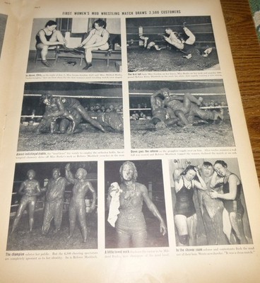 1938/WOMANS MUD WRESTLING/MILDRED BURKE vs LEONA GORDON/AKRON,OHIO/ERNIE MADDOCK