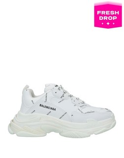 RRP€850 BALENCIAGA Triple S Sneakers US8 UK7 EU41 White Logo Print Chunky Sole