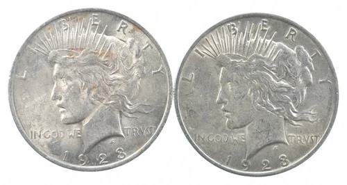 1923 & 1923 & Peace Silver Dollar $1 Bullion Collection Lot *872