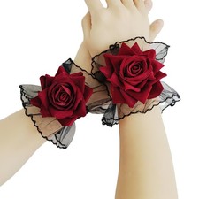 BASEMMAHER Gothic Rose Lace Gloves Hand Sleeve Black One Size,