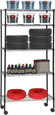 Wire Shelving Unit Metal Shelf with 5 Tier Casters Adjustable Layer Rack Strong