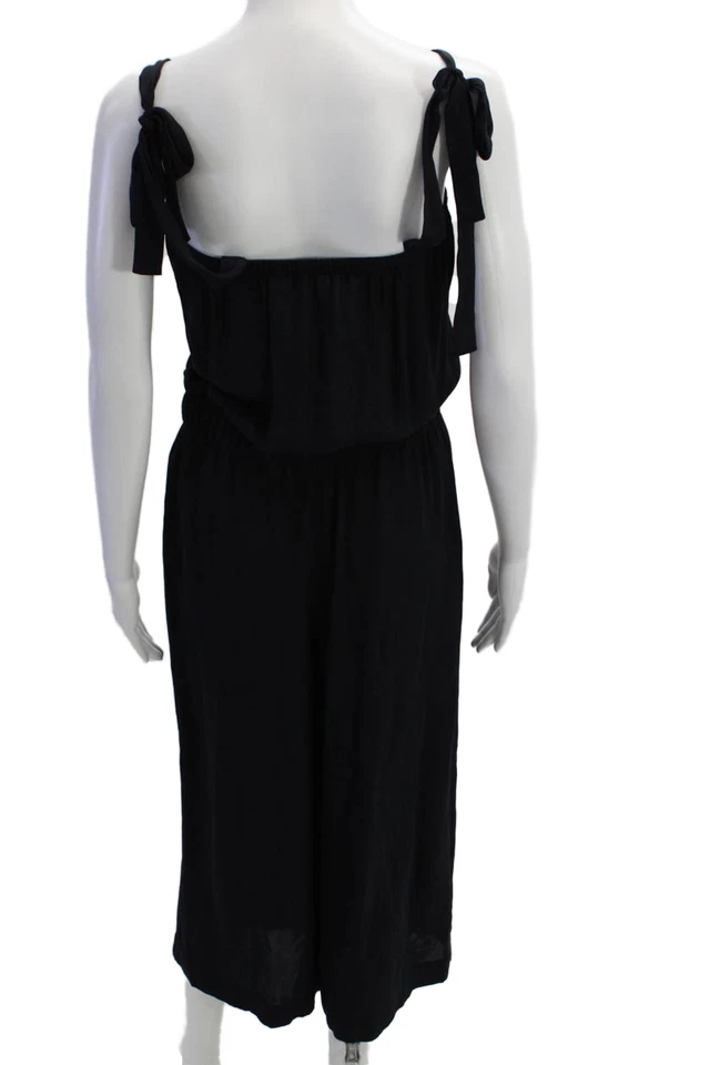 Mono negro sin mangas de seda cuello cuadrado Theory para mujer talla 2 Foto 3 de 4