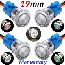 19mm 3V-220V Momentary Push Button Switch Waterproof Led Light IP67 Stainless