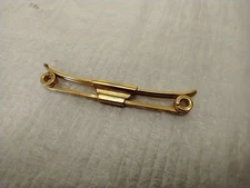 Swank Collar Bar Pin Stay Clip - Gold Tone - 1.75 in - B & W Plate - Art Deco