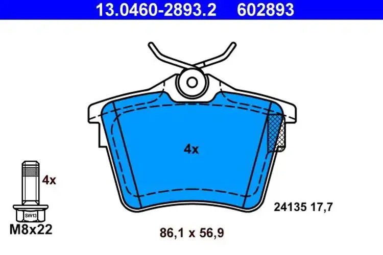 Brake pads 13.0460-2893.2 ATE for CITROËN PEUGEOT