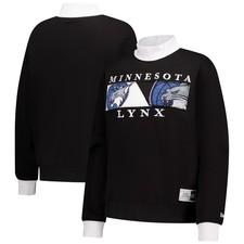 Women's New Era Black Minnesota Lynx Split Cropped Mock Neck Sweatshirt