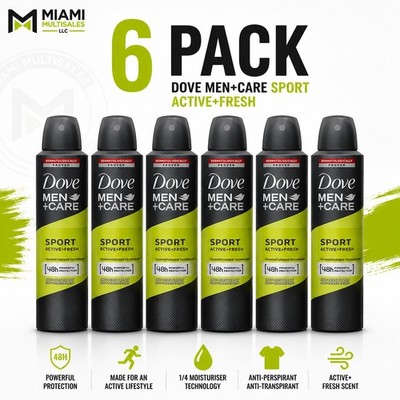 Dove Men+Care Sport Active+Fresh Antiperspirant Deodorant Spray 6 Pack 48H