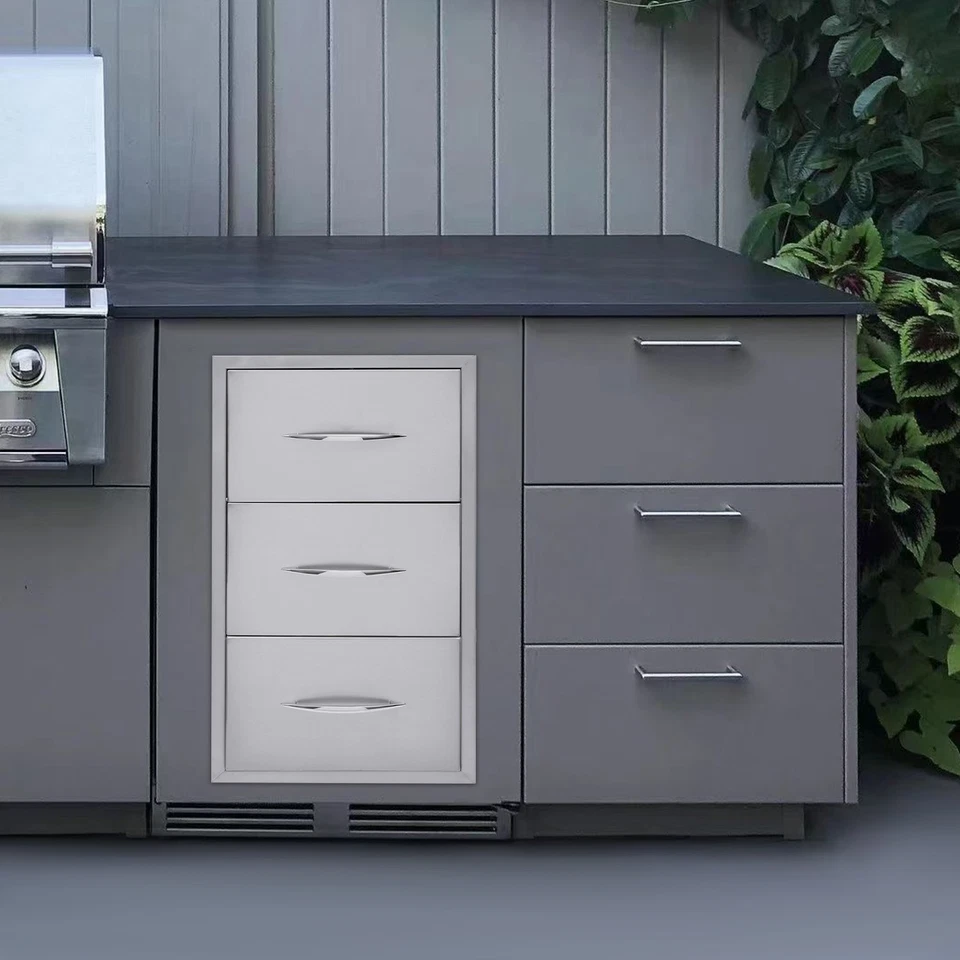 Cajón de cocina exterior isla barbacoa acero inoxidable cajón de cocina rectangular Foto 4 de 4