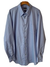 Van Heusen Dress Shirt Mens XL 17.5 35/36 Blue Long Sleeve Button Front Pocket