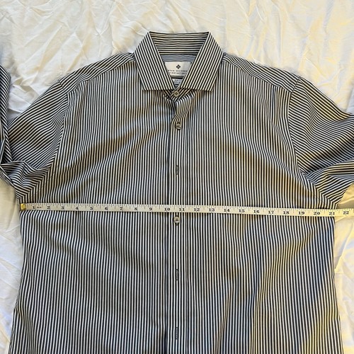 Ryan Seacrest Gray White Mens Slim Fit Striped Dress Shirt Size 15.5 32/33 - Picture 4 of 7