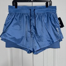 NEW RLX Ralph Lauren Layered Rip Stop Blue Drawstring Short Women Sz L MRSP 148