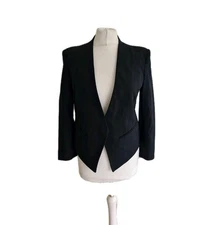 Helmut Lang Cropped Blazer Jacket Women Black Wool Avant Gard Designer-UK 8/US 4
