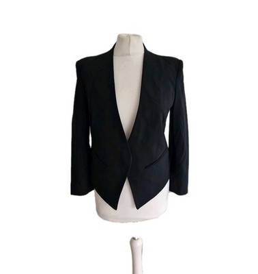 Helmut Lang Cropped Blazer Jacke Damen Schwarz Wolle Avant Gard Designer - UK 8 / US 4