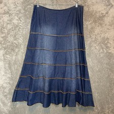 Vintage Together Women Y2K Boho Fairy Grunge Indie Tiered Denim Maxi Skirt 16