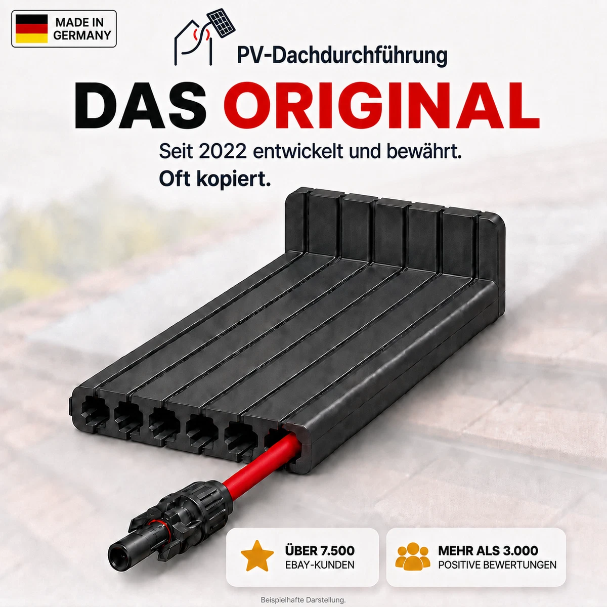PV Kabel Dachdurchführung Universal Dachziegel Solarkabel Quetschschutz