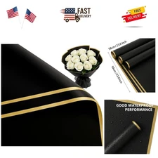 Flower Bouquet Wrapping Paper, Waterproof Flower Paper Wrap, Black Korean Pap...