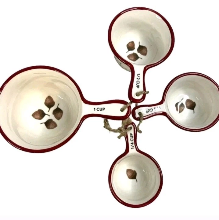 Pottery Barn Forest Gnome Measuring Cups & Spoons Set Stoneware Christmas NIB - Image 3 of 4