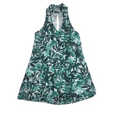 Lulu's Green Tropical Palm Frond Sleeveless Shift Sun Dress Size XS