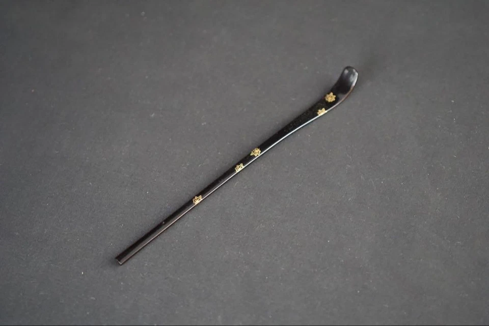 Cuchara de té lacada Wajima diseño hoja de arce Chashaku 8,6 cm té japonés Foto 2 de 4