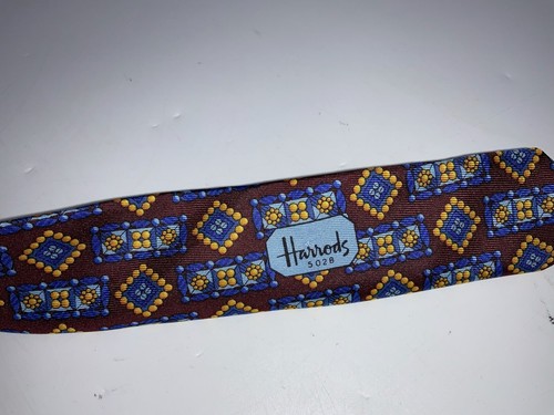 Harrod’s England Neck Tie Burgundy Blue Silk Triangle 3.5” Wide 5028 YGI E2-394 - Picture 8 of 12