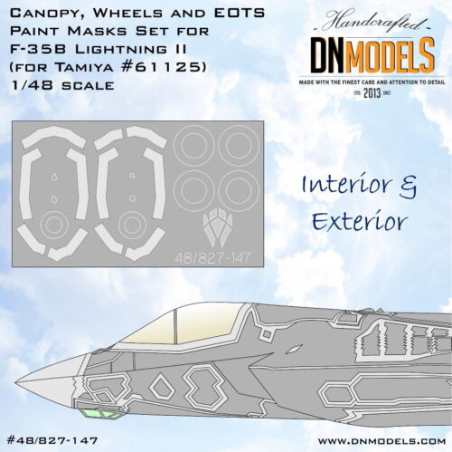 DN 1/48 F-35B Canopy and Wheels Paint Masks Set for Tamiya kit #61125 - Picture 1 of 1