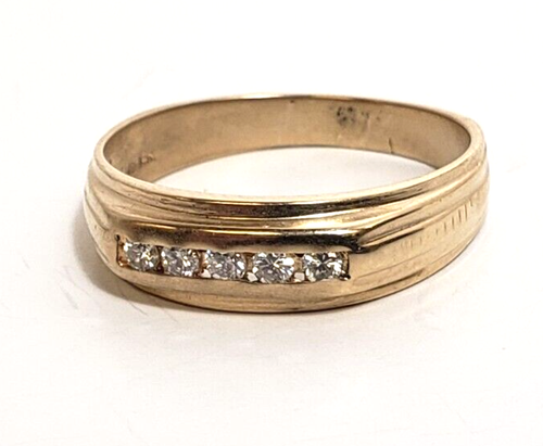 ENCANTADOR ANILLO DE BANDA TWDIAMOND ORO AMARILLO 14K 0,20 QUILATES TALLA 11 - Imagen 3 de 5
