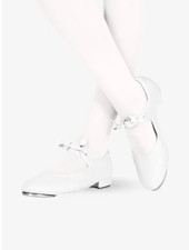 Girls "Tap Star" Ribbon Tie Elastic Tap Shoes - White