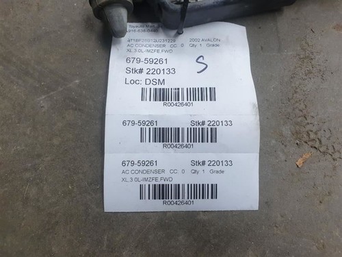 00-04 TOYOTA AVALON XL 3.0L 6CYL AC CONDENSER ASSEMBLY - Picture 12 of 12