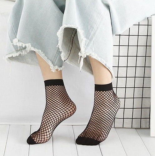 Black Fishnet Ankle Socks, Fashion Sexy 