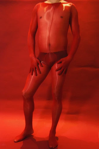 Plus Herren 8D Öl glänzend Full Bodystocking transparenter Overall mit Handschuhen Kapuze/Zehen - Bild 31 von 48