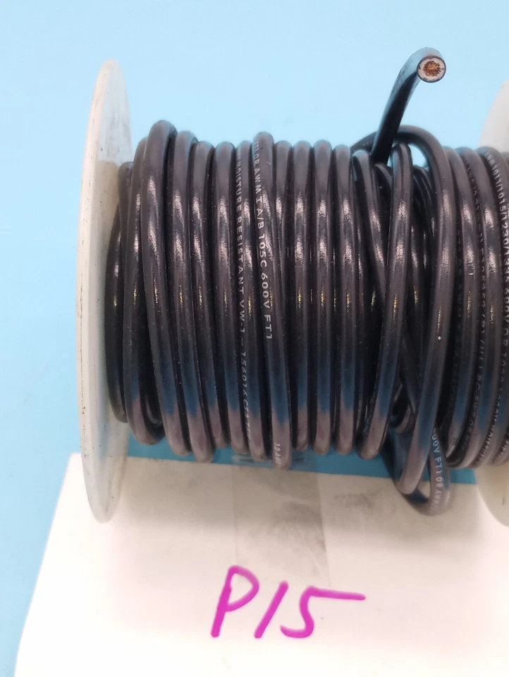 Consolidated 892-0 Hookup Electric Black Wire UL 1015 105°C 600V, EST 35 FT - Image 3 of 4