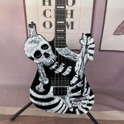 George Lynch Skull Skeleton Electric Bass Guitar Fixed bridge Fast Ship CHG
