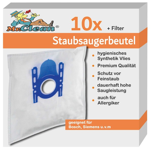 10 Mr.Clean Staubsaugerbeutel Kompatibel Zu Bosch BGL35MON2 Moveon-image