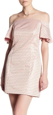 Laundry by Shelli Segal 241392 Womens Off The Shoulder Sheath Dress Pink Size 6