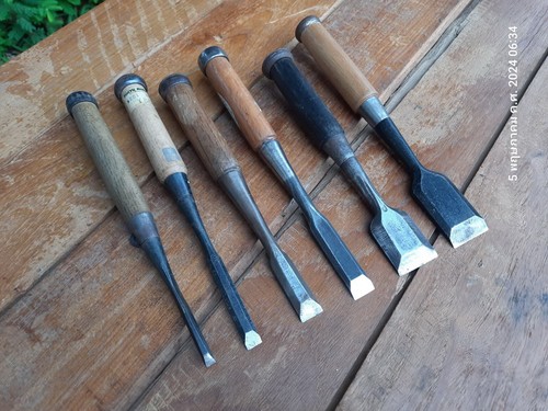 6 Old Japanese Bevel Edge Nomi Chisels Woodworking | eBay