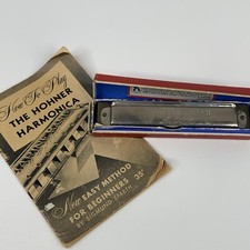 Hohner Marine Band Harmonica Key of G, 365. Vintage, in Orginal With Book