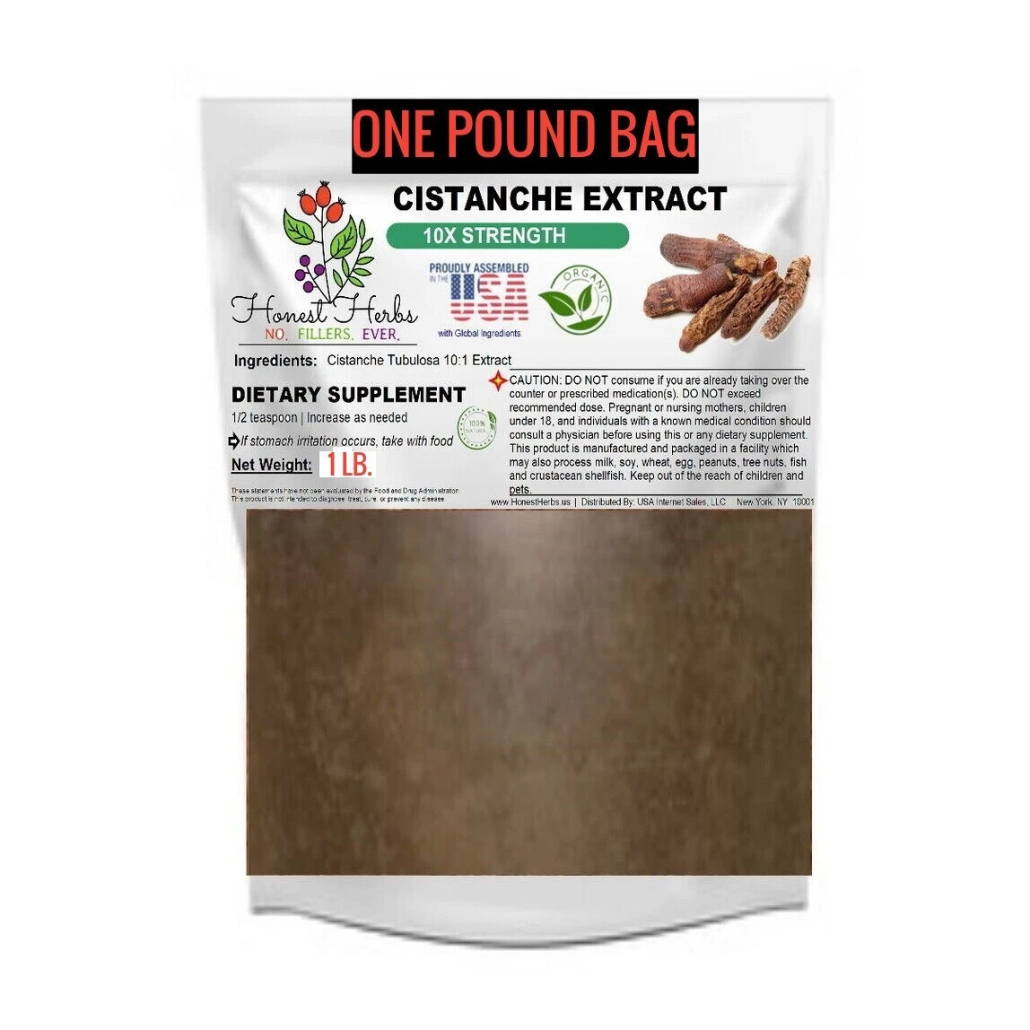 Cistanche Extract 101 Tubulosa Powder - Potent 10x - 454 grams 1 lb.
