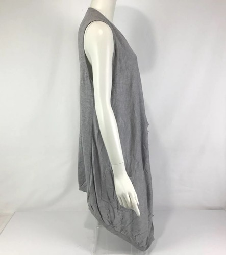 Dotti Vest Grey Size S 8 10 Sleeveless Long Line Open Waterfall Front Fine Knit - Picture 6 of 14