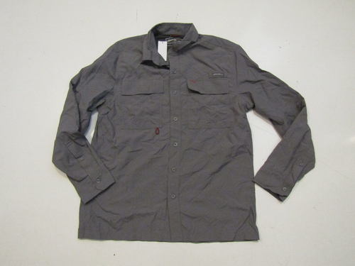 EDDIE BAUER Mens Gray Button Up L/S Woven Shirt Moisture Wicking Sz XL NWT