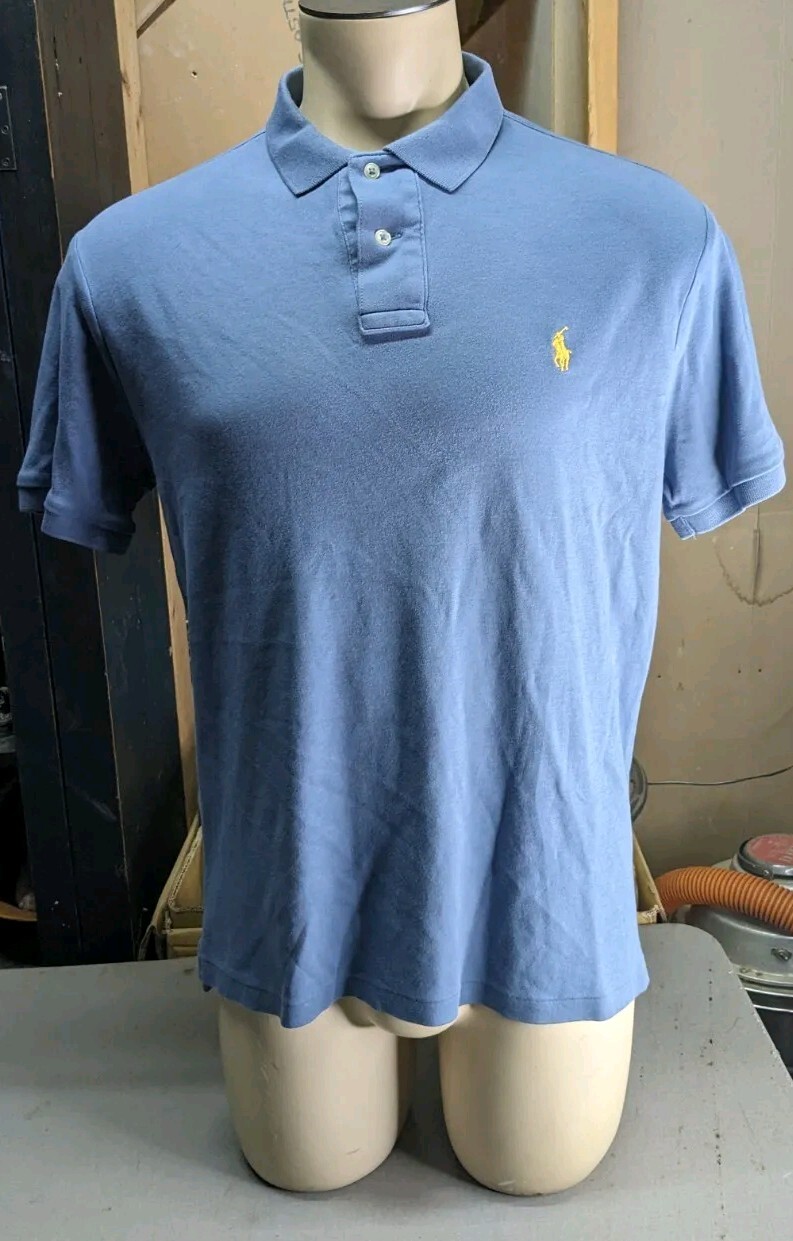 Polo Ralph Lauren Camicia Uomo L Blu Personalizzata Slim Fit Giallo Pony Uomo