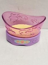 Purple Pet Food Bowl With Decorative Pink Transparent Top  Paw Prints