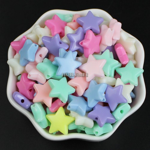 100 cuentas sueltas de estrella de pentagrama acrílico mixto de 13x13 mm para fabricación de joyas - Imagen 4 de 6