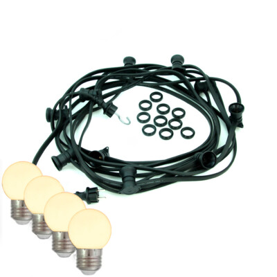 Illu-Partylichterkette Außen Garten 40m schwarz 40x E27 Kugellampen warmweiß