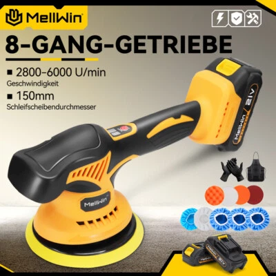 MELLWIN Für 21V Makita Profi Akku Poliermaschine Auto Polierer Set Politur 0/2x Batterie